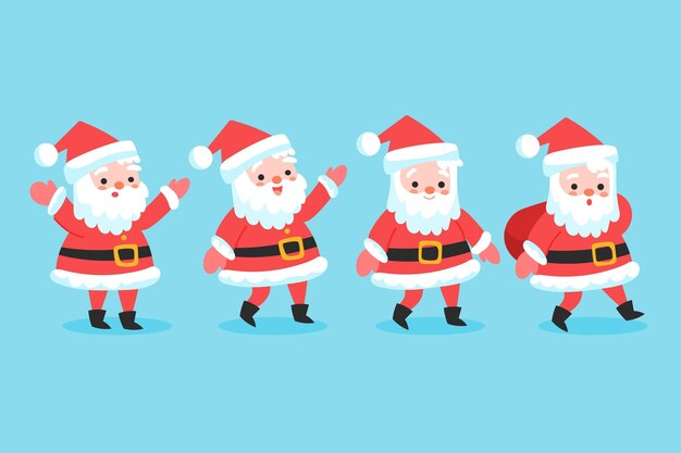 Hand drawn santa claus character collection