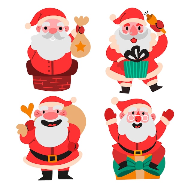 Hand drawn santa claus character collection