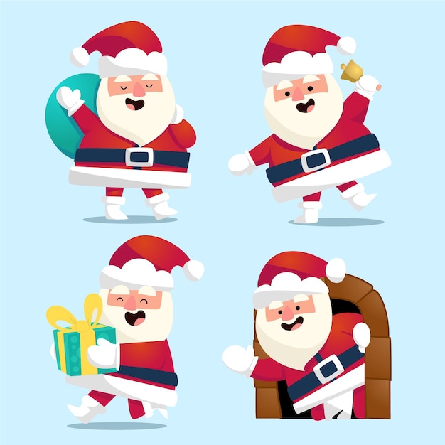 Hand drawn santa claus character collection