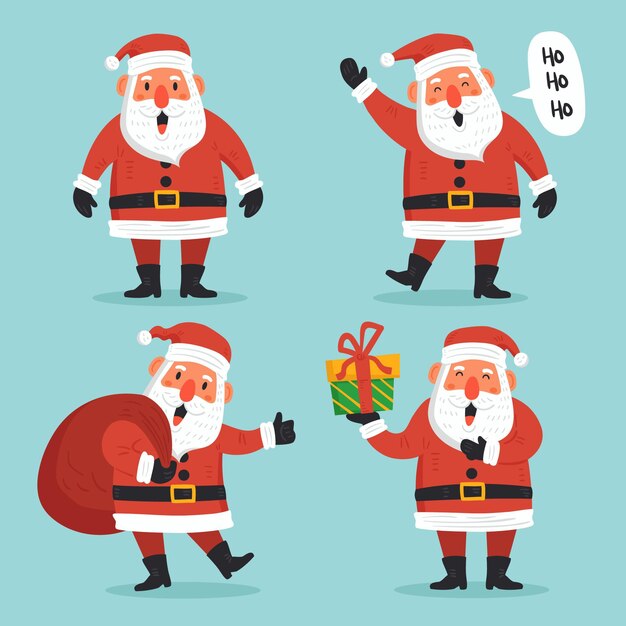 Hand drawn santa claus character pack