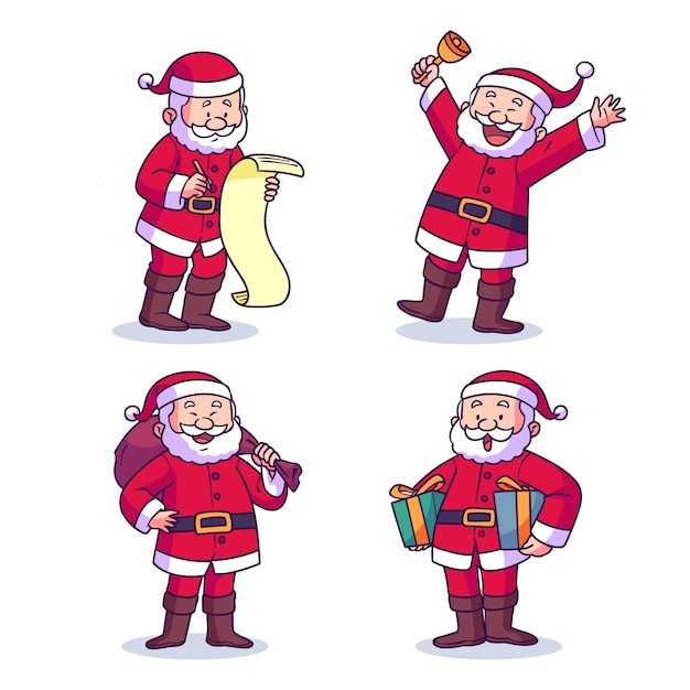 Free Vector hand drawn santa claus characters collection