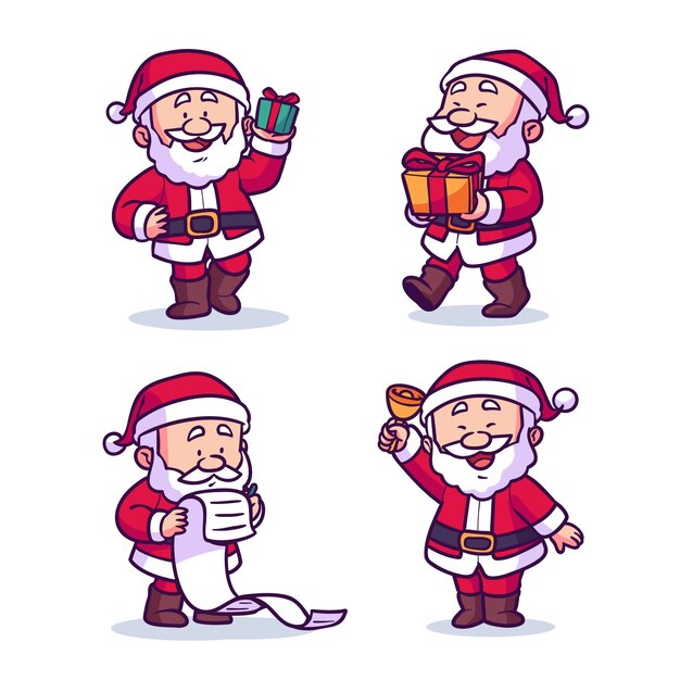 Hand drawn santa claus characters collection