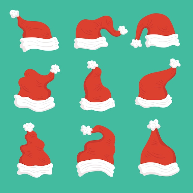 Free Vector hand drawn santa claus hats