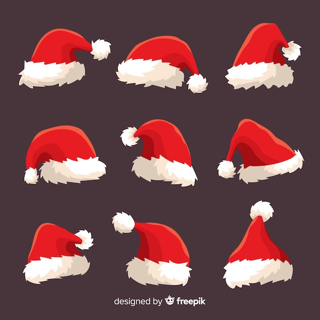 Free Vector hand drawn santa hat collection