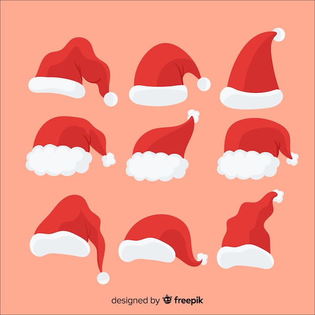 Free vector hand drawn santa hat collection