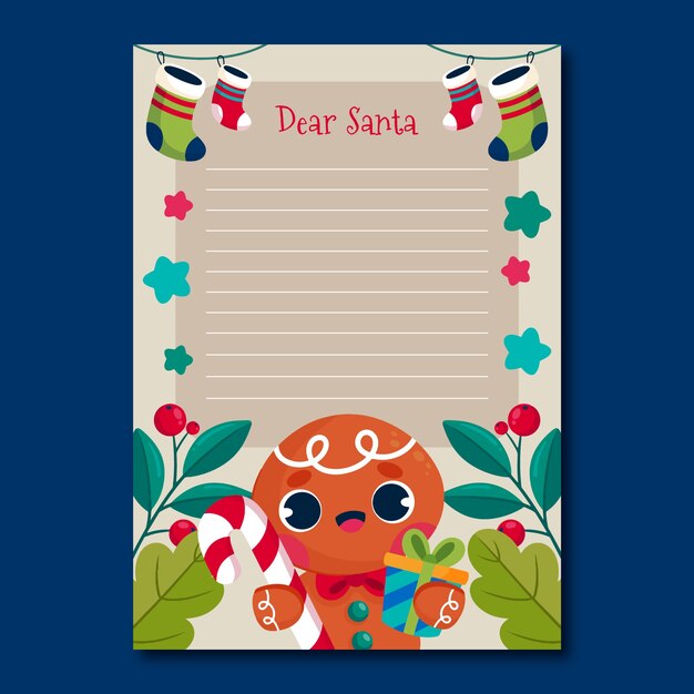 Hand drawn santa letter template