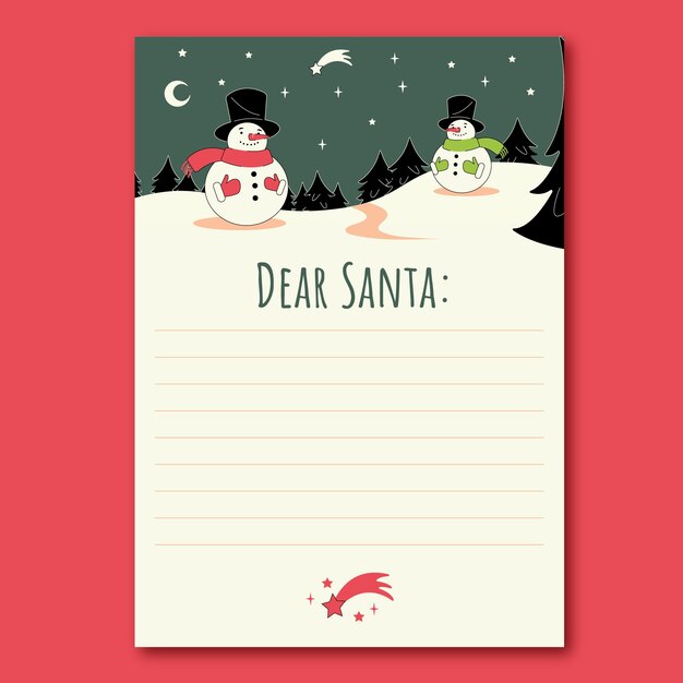 Hand drawn santa letter template