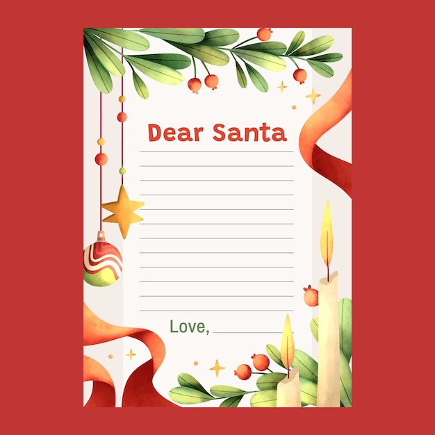 Hand drawn santa letter template