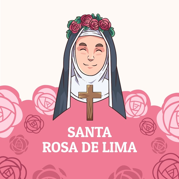 Hand drawn santa rosa de lima illustration