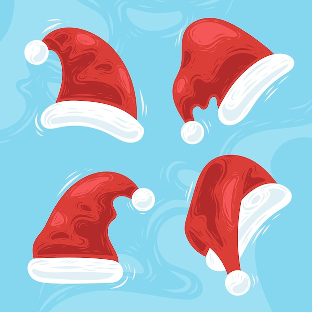 Free vector hand drawn santa's hat collection