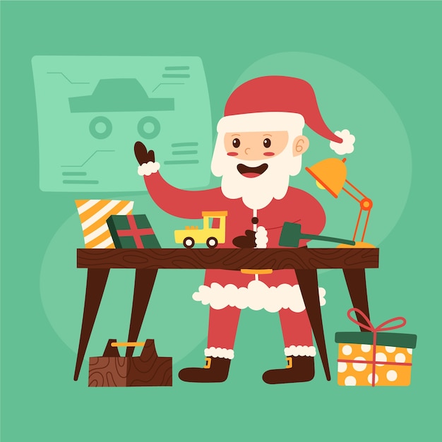 Free Vector hand drawn santa's workshop illustration