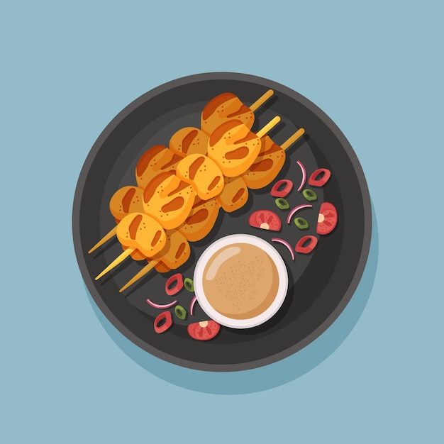 Free Vector hand drawn satay illustration