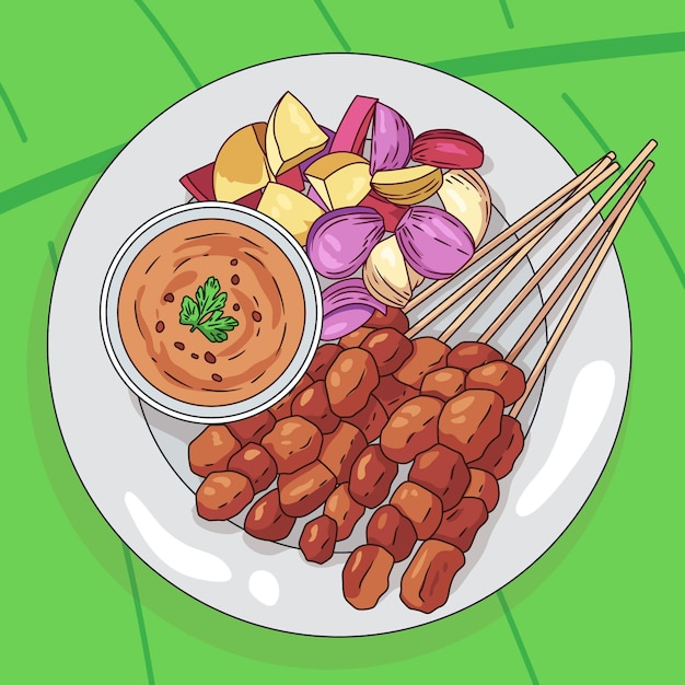 Free Vector hand drawn satay illustration