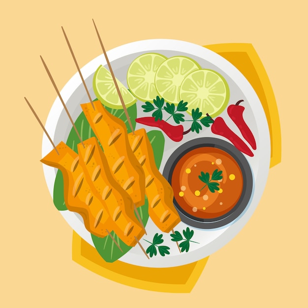 Hand drawn satay illustration