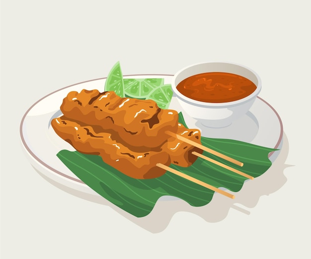 Free Vector hand drawn satay illustration