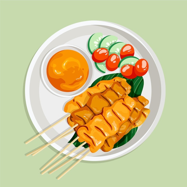 Free Vector hand drawn satay illustration