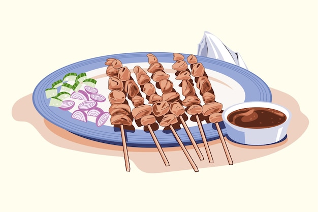 Free Vector hand drawn satay illustration