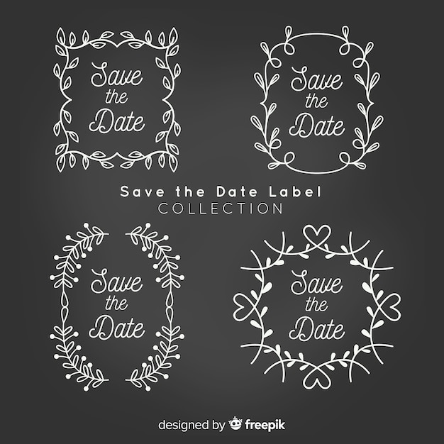 Free Vector hand drawn save the date label pack