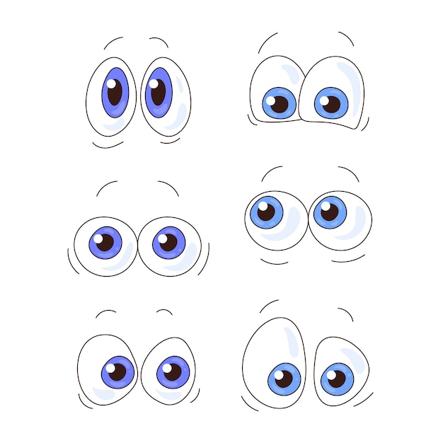 Hand drawn scared eyes cartoon illustration