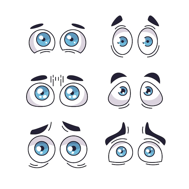 Hand drawn scared eyes cartoon illustration