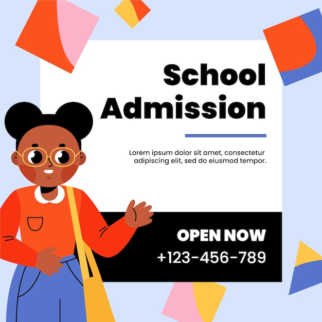 Free Vector hand drawn school admission template