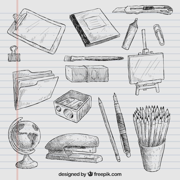 Hand drawn school elements