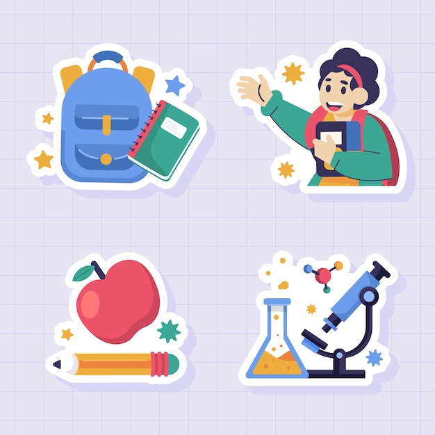 Free Vector hand drawn school sticker collection