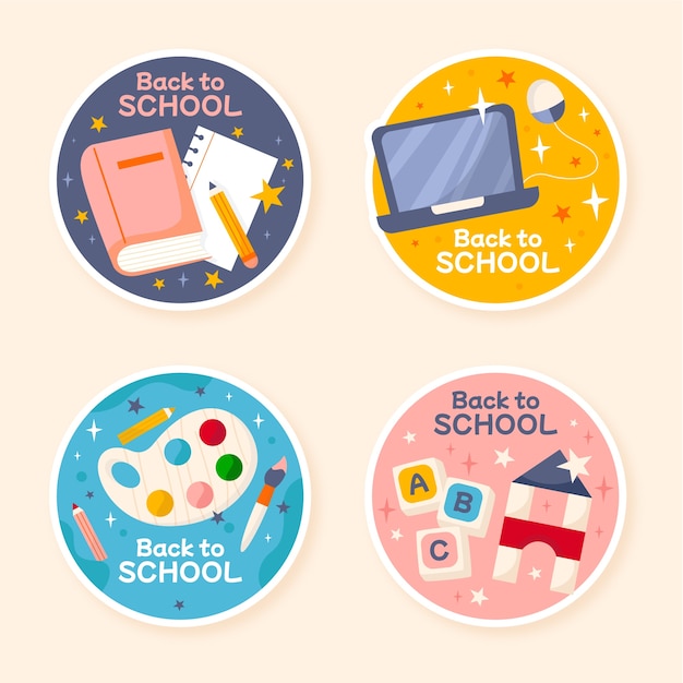 Hand drawn school sticker collection