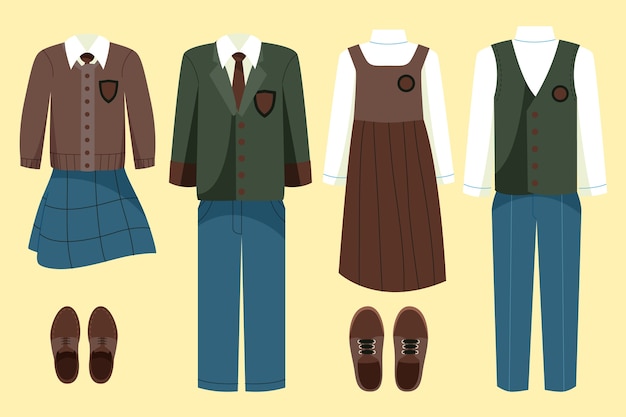 Free Vector hand drawn school uniform element collection