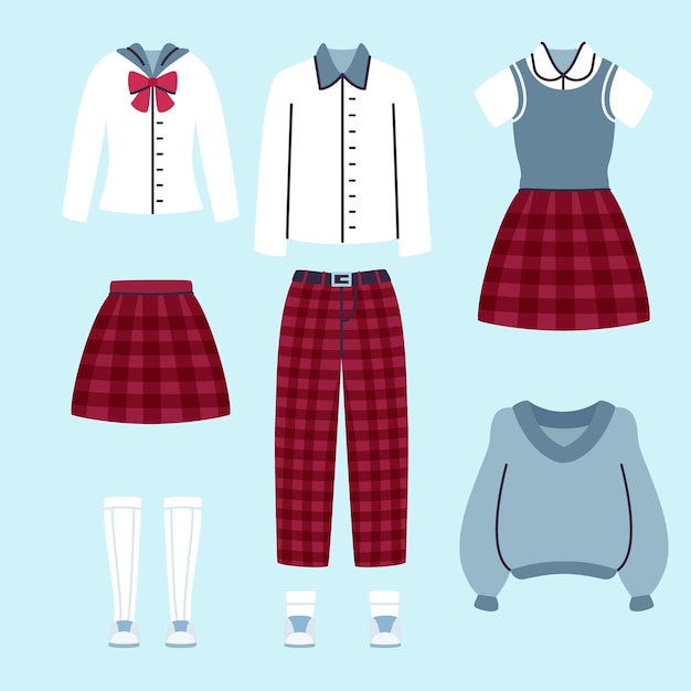 Free Vector hand drawn school uniform element collection