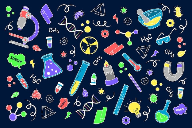 Hand drawn science education wallpaper