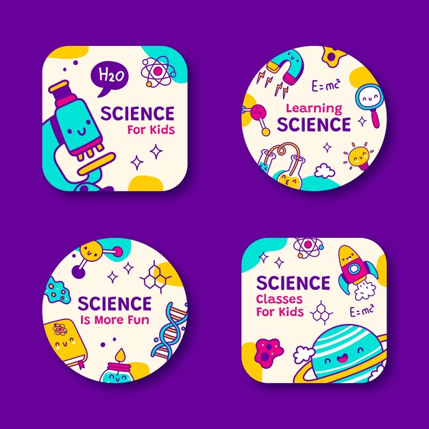 Hand drawn science labels template