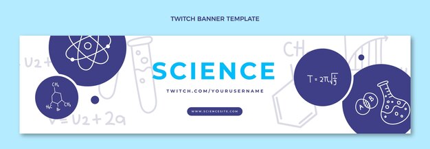 Hand drawn science twitch banner template