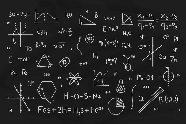 Free Vector hand drawn scientific formulas on chalkboard