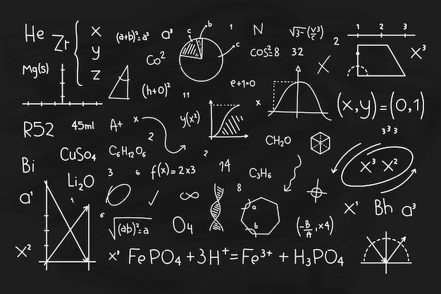 Free Vector hand drawn scientific formulas on chalkboard