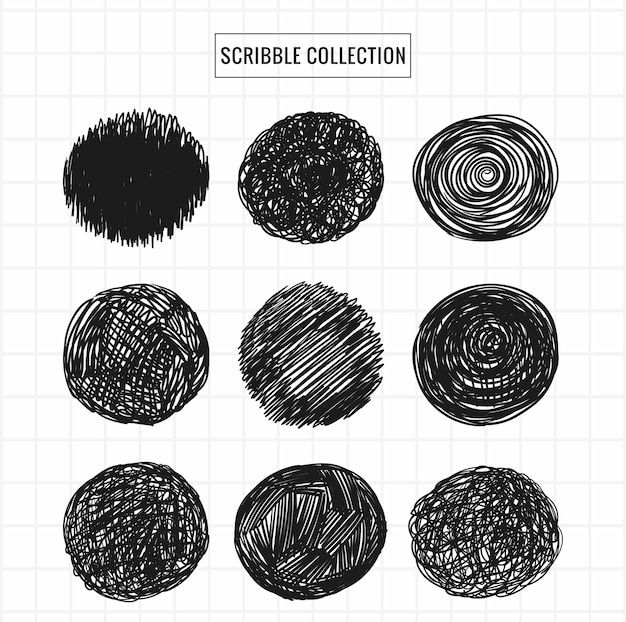 Hand drawn scribble collection set design