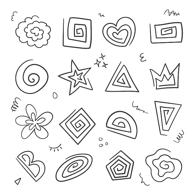 Hand drawn scribble element set