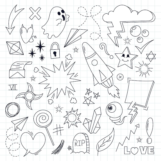 Free Vector hand drawn scribble element set