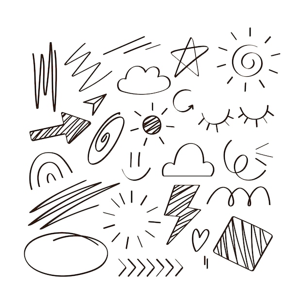 Free vector hand drawn scribble element set