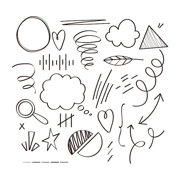 Free Vector hand drawn scribble element set