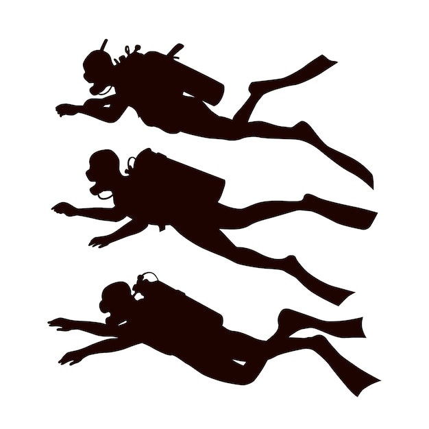 Free Vector hand drawn scuba diver silhouettes