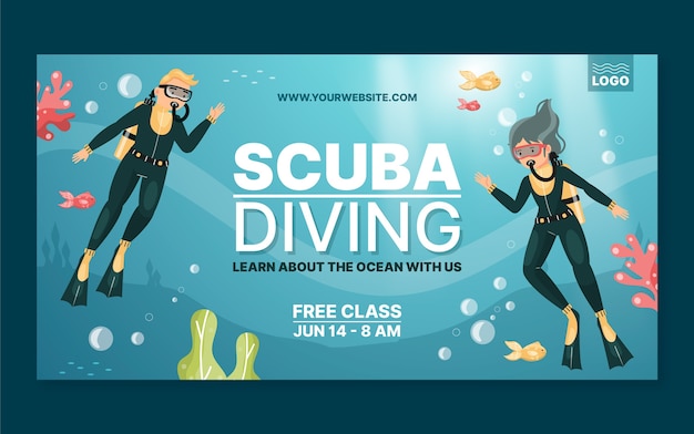 Free Vector hand drawn scuba diving facebook post