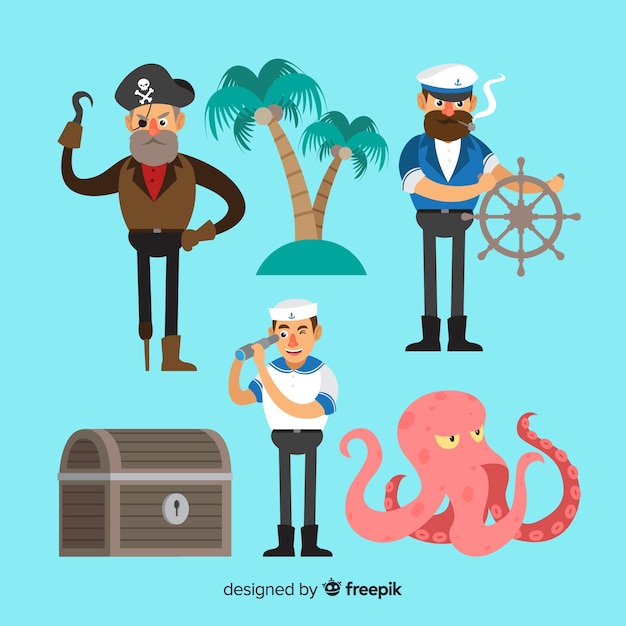 Free Vector hand drawn sea characters collection