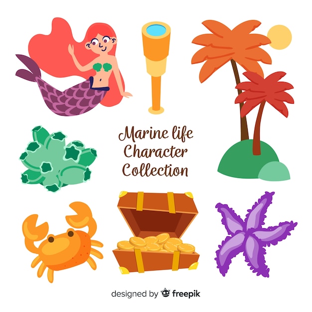 Free Vector hand drawn sea elements collection