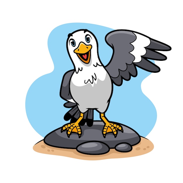 Free vector hand drawn seagull cartoon illustration