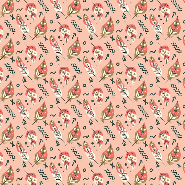 Hand drawn seamless boho pattern