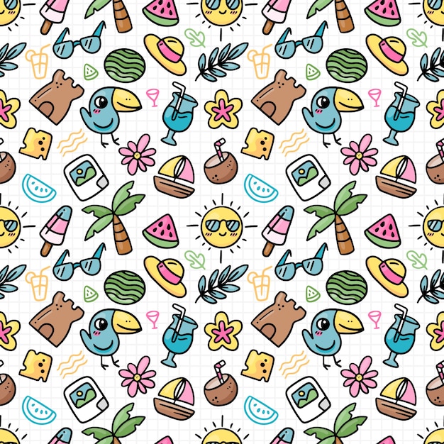 Hand drawn seamless summer pattern