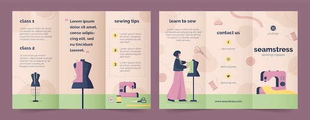 Hand drawn seamstress brochure template