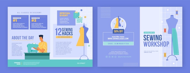 Hand drawn seamstress brochure template