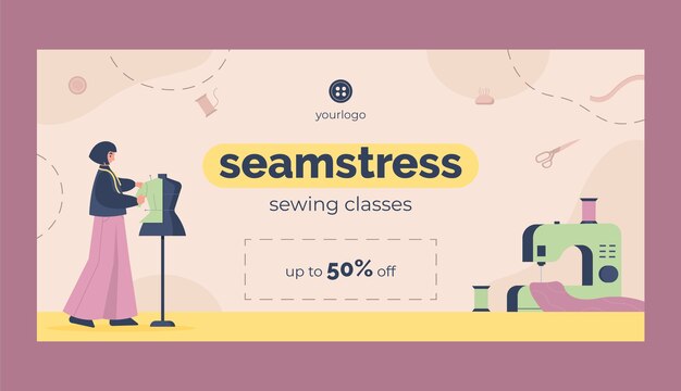 Hand drawn seamstress sale background